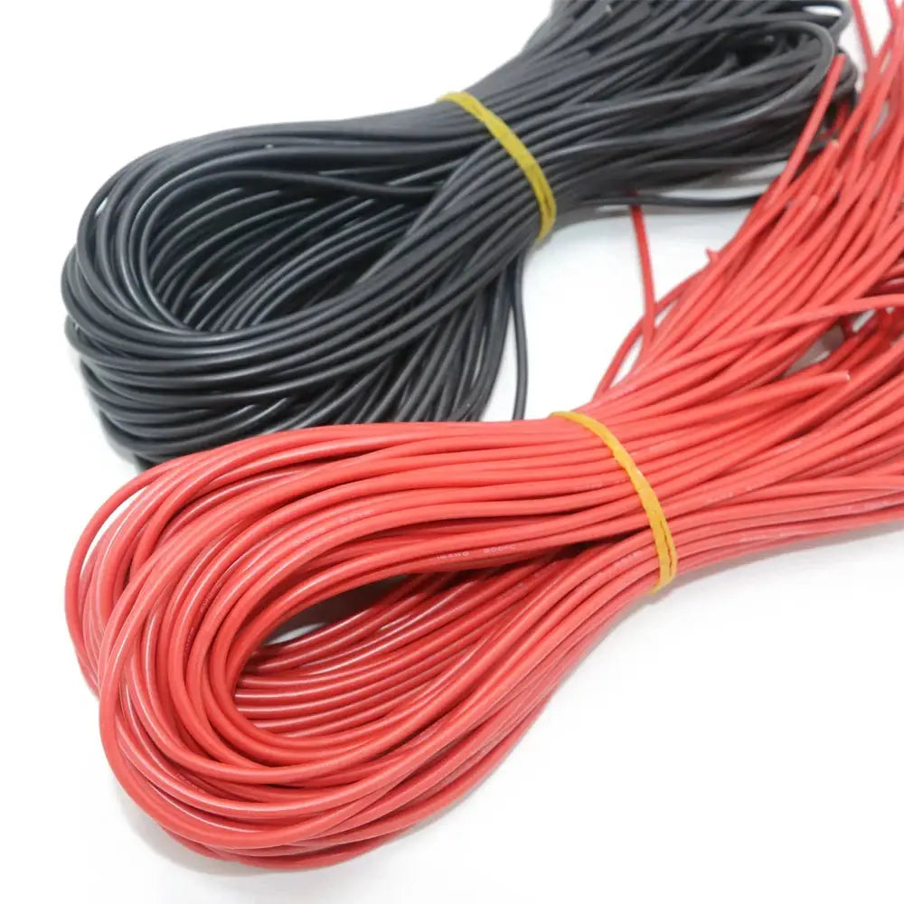 10 Meter/Lot High Quality Wire Silicone 10 12 14 16 18 20 22 24 26 28 30 AWG 5m Red and 5m Black Color by InterCyprus Trading Ltd