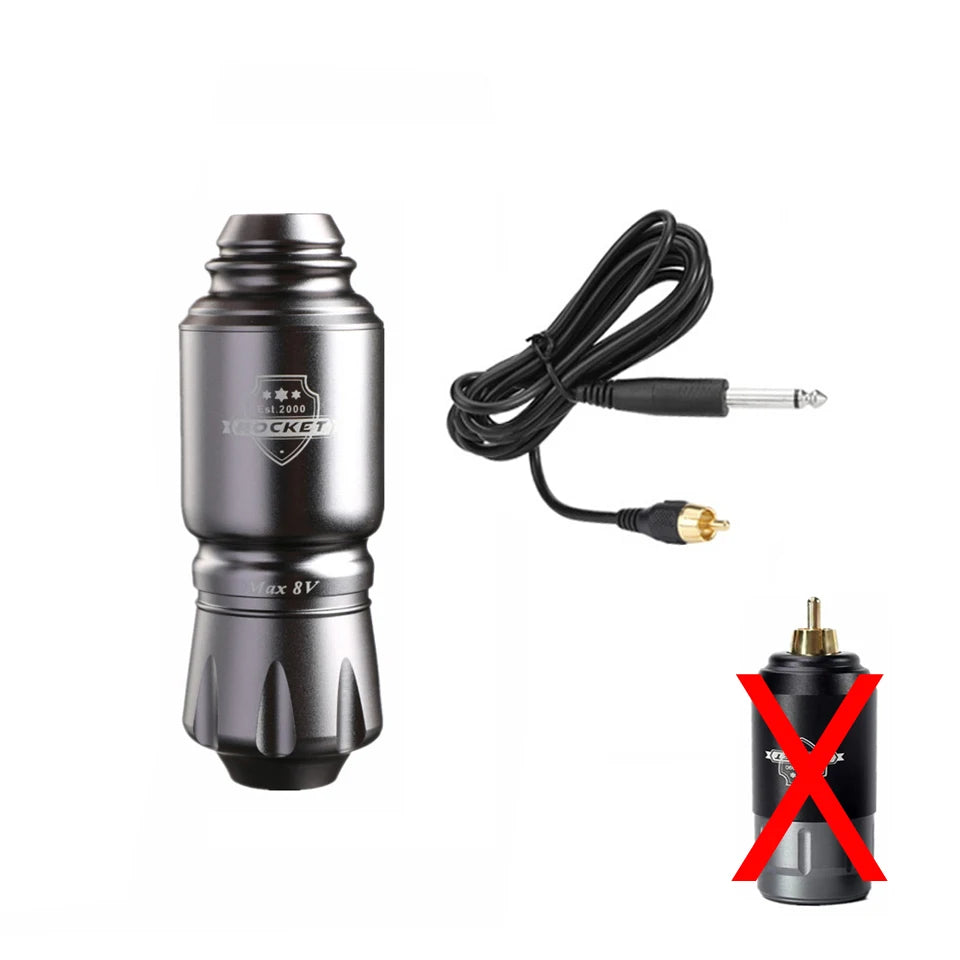 Rocket Tattoo Pen Rotary Gun TT009 &ndash; Rechargeable RCA Power Gray Pen