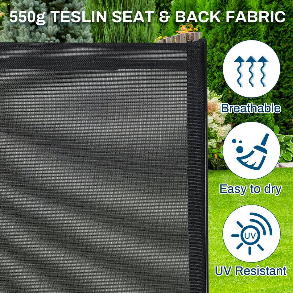 6 Pack Szare Krzesła Ogrodowe Stacking z Tkaniny Teslin Wysokie Oparcie