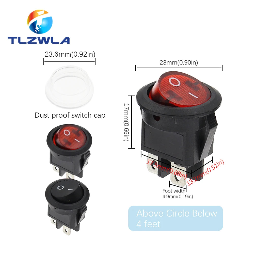 TLZWLA Round Rocker Switch &ndash; LED Illuminated Design for Versatile Usage