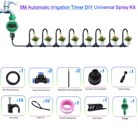 Spray Kit With Copper Nozzles &ndash; 20cm Nozzle Length DIY 5M with timer