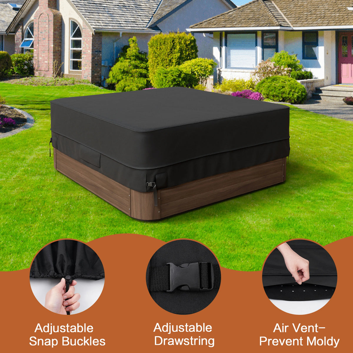 600D Oxford Hot Tub Dust Cover Cap &ndash; Waterproof UV Guard