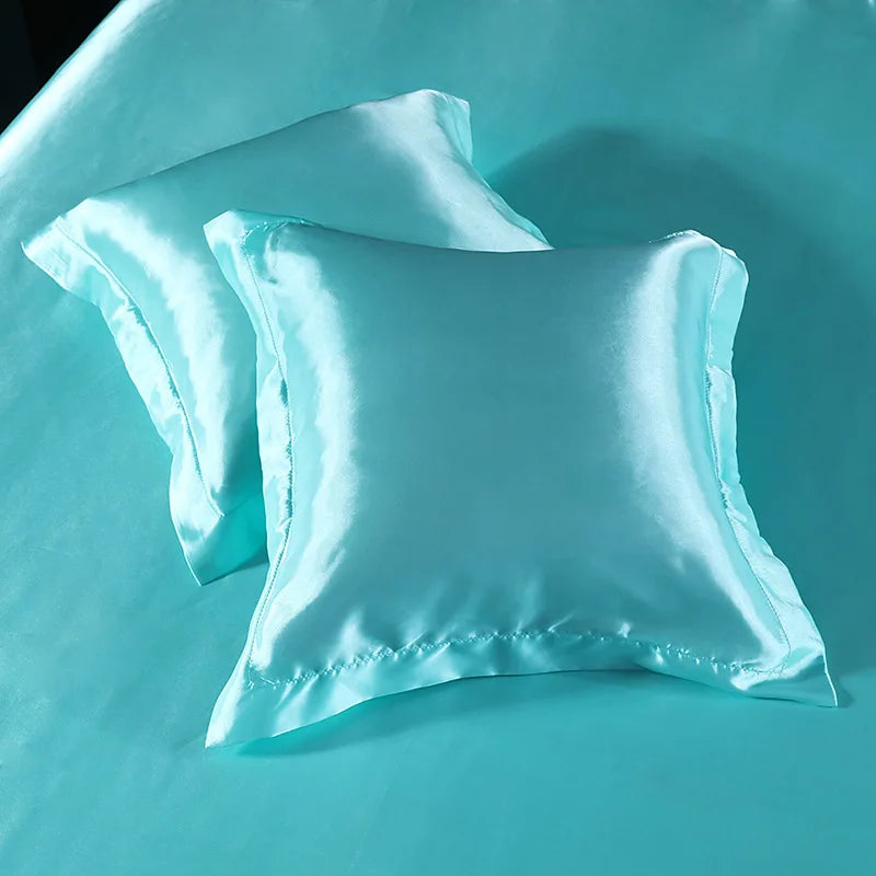 Silk Satin Square Pillowcase &ndash; Luxurious Comfort and Style tiankonglan / 50x50cm 2pcs