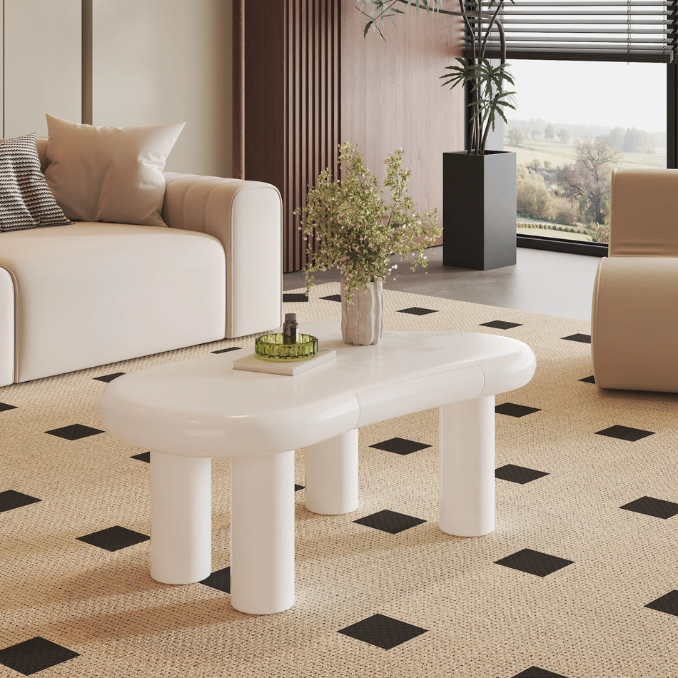 Vit molnformad MDF kaffebord med låda 16 färger LED