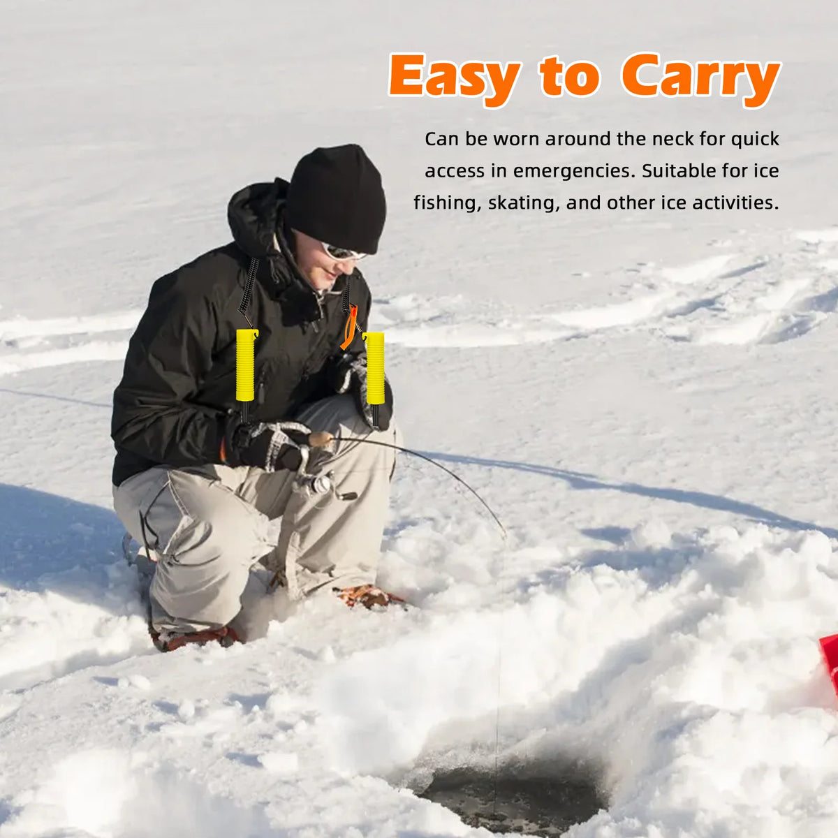 Ice Auger Ice Fishing Retractable Drill - Extendable Rope