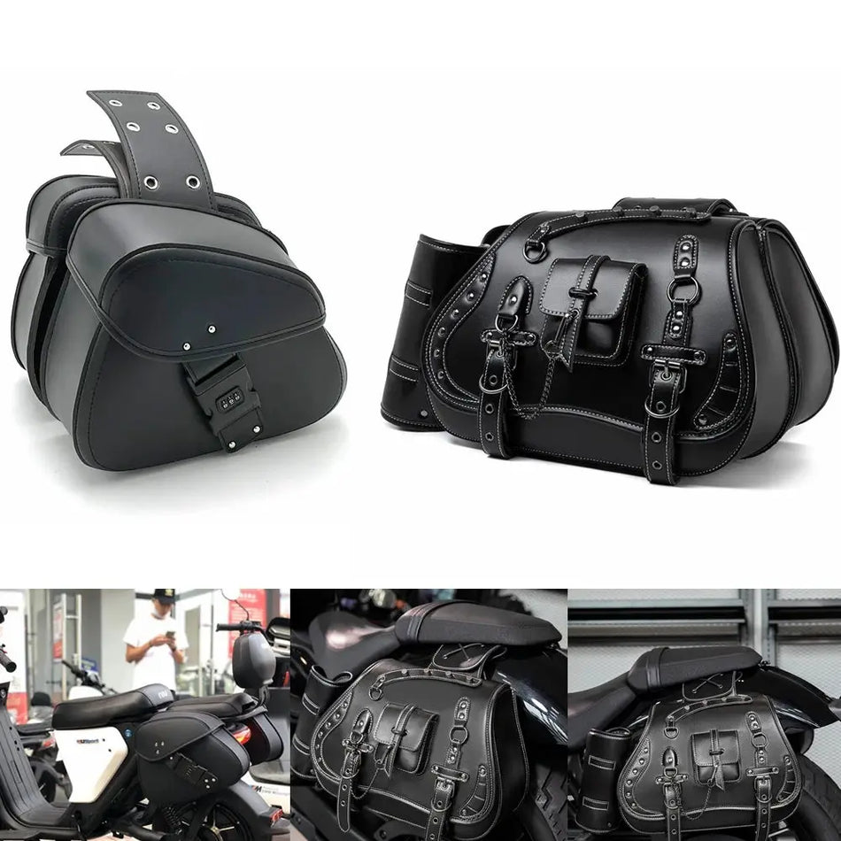 PU leather motorcycle side box waterproof motorcycle side saddle bag universal version suitable for Harley Suzuki Kawasaki Yamah by InterCyprus Trading Ltd