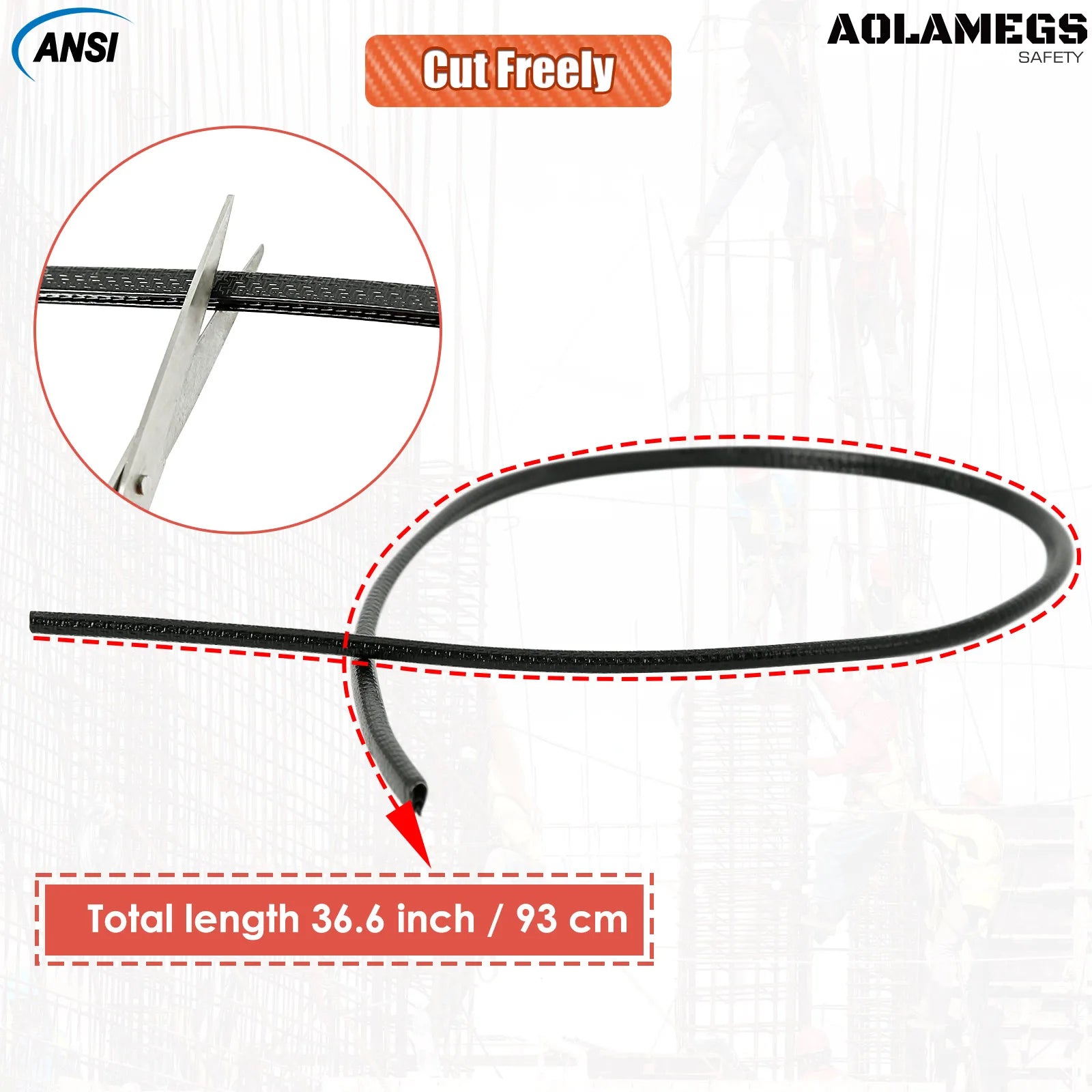 Aolamegs PJ2033 Anti Collision Strips &ndash; Non Slip Rubber Black 93cm