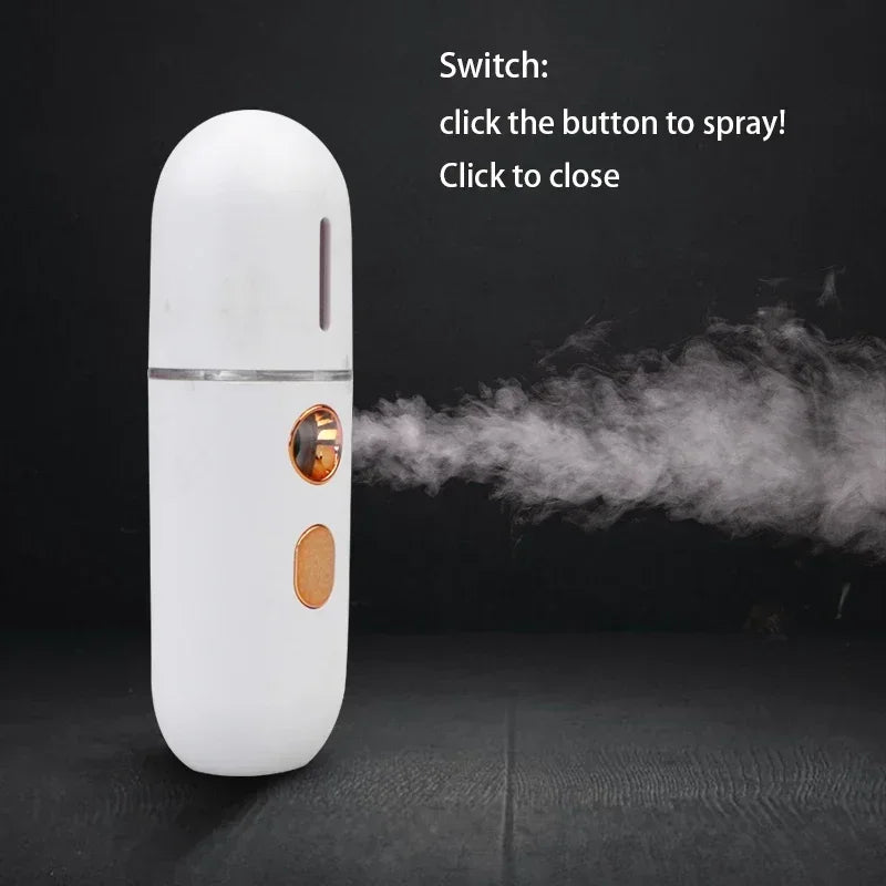 Mini Portable Humidifier Nano Mister - Rechargeable Facial Steamer