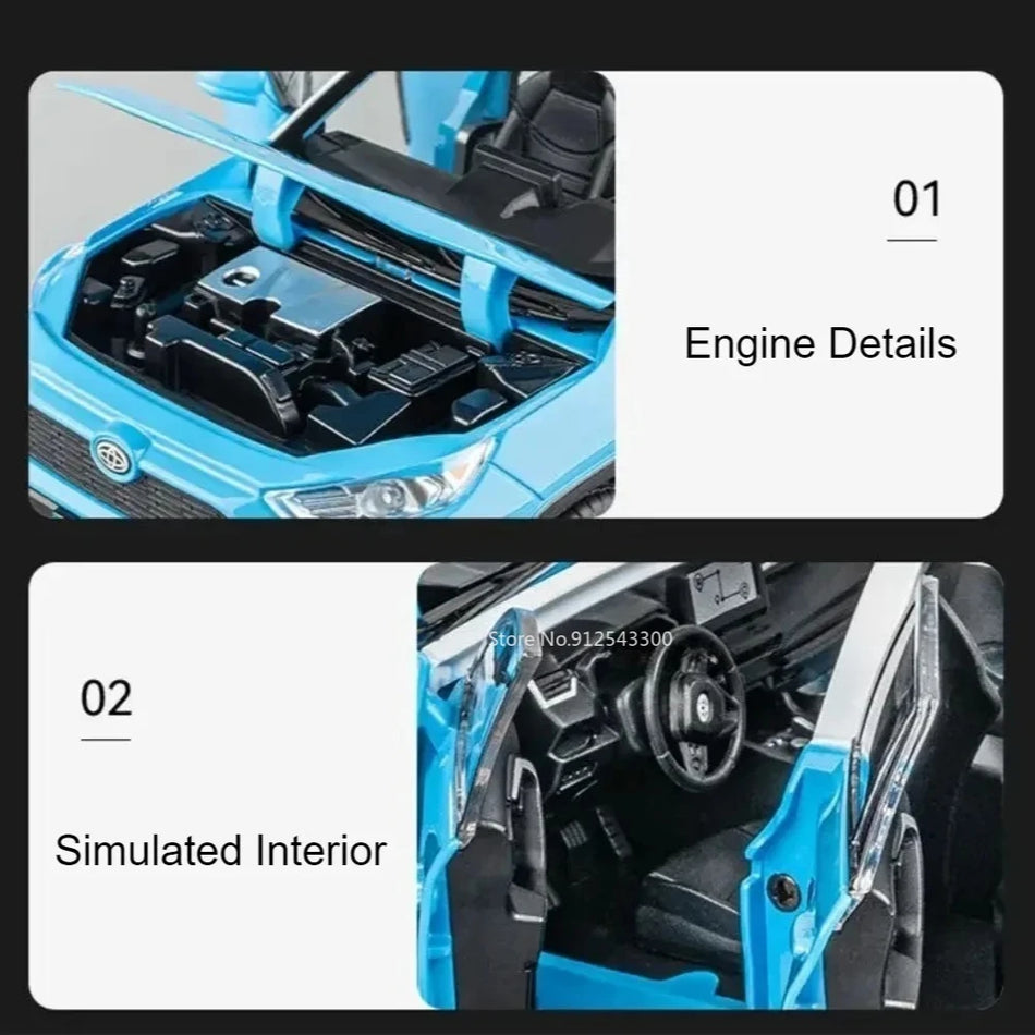 Mașină de jucărie din metal la scară 1:22 RAV4 SL63 cu uși deschise, cu mecanism de întoarcere și caroserie din aliaj.