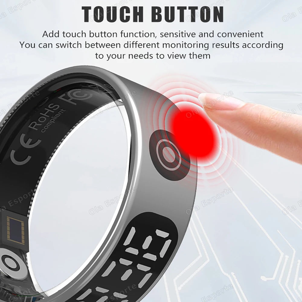 Smart Ring with Display, Health Monitor &amp; Waterproof Features for Xiaomi &amp; Samsung