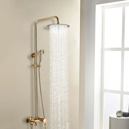 Gold Rain Shower System Wall Mounted &ndash; 8 Inch Rain Head