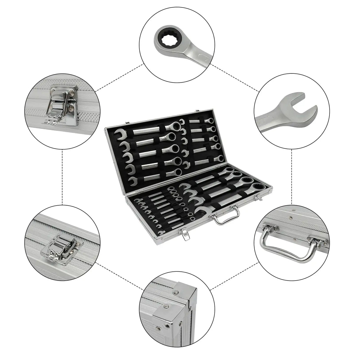 22 Piece Ratchet Wrench Set &ndash; Smooth Polished Finish