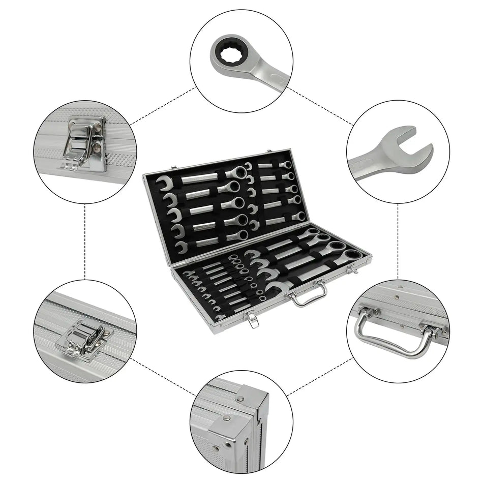 22 Piece Ratchet Wrench Set &ndash; Smooth Polished Finish