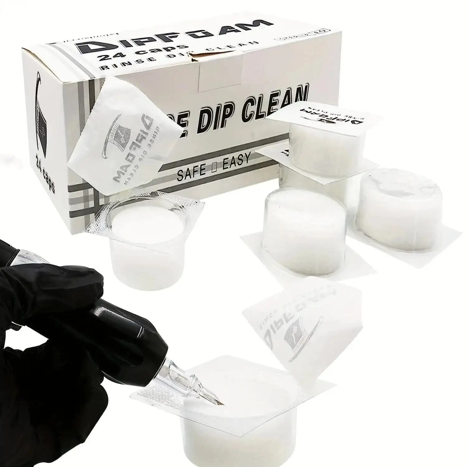 24 Pcs Tattoo Dip Cup Caps Disposable Foam Rinse Cups