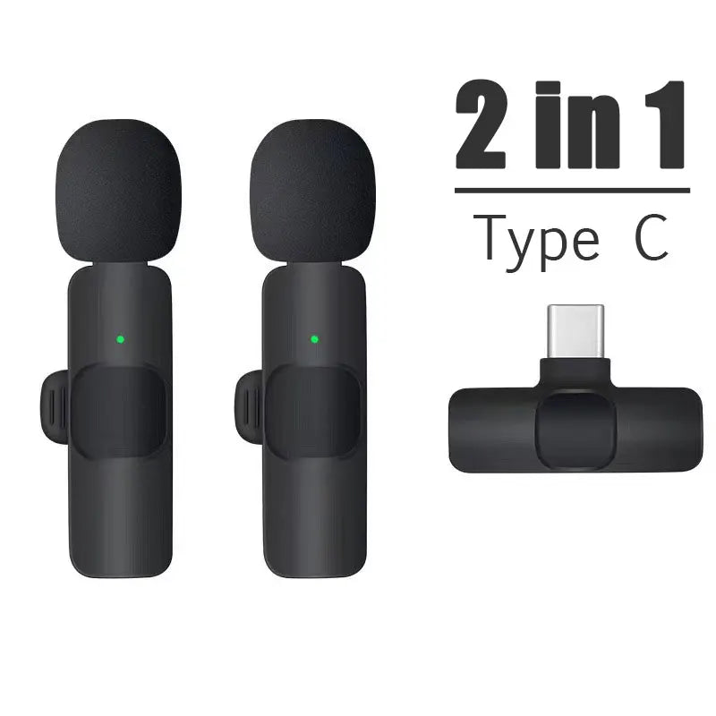 OLOPKY Mini Wireless Lavalier Microphone for iPhone and Android Devices 2 in 1 Type C