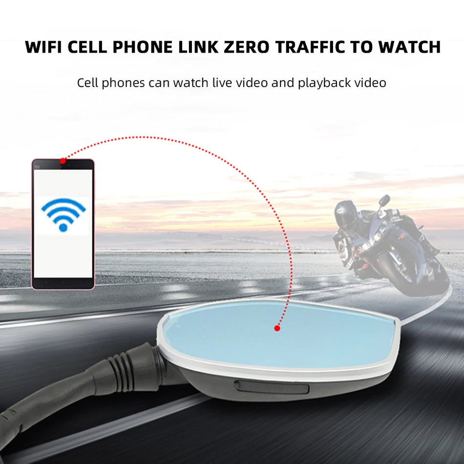 Acceo P9 1080P Motorcycle Dashcam - Dual Lens WiFi HD