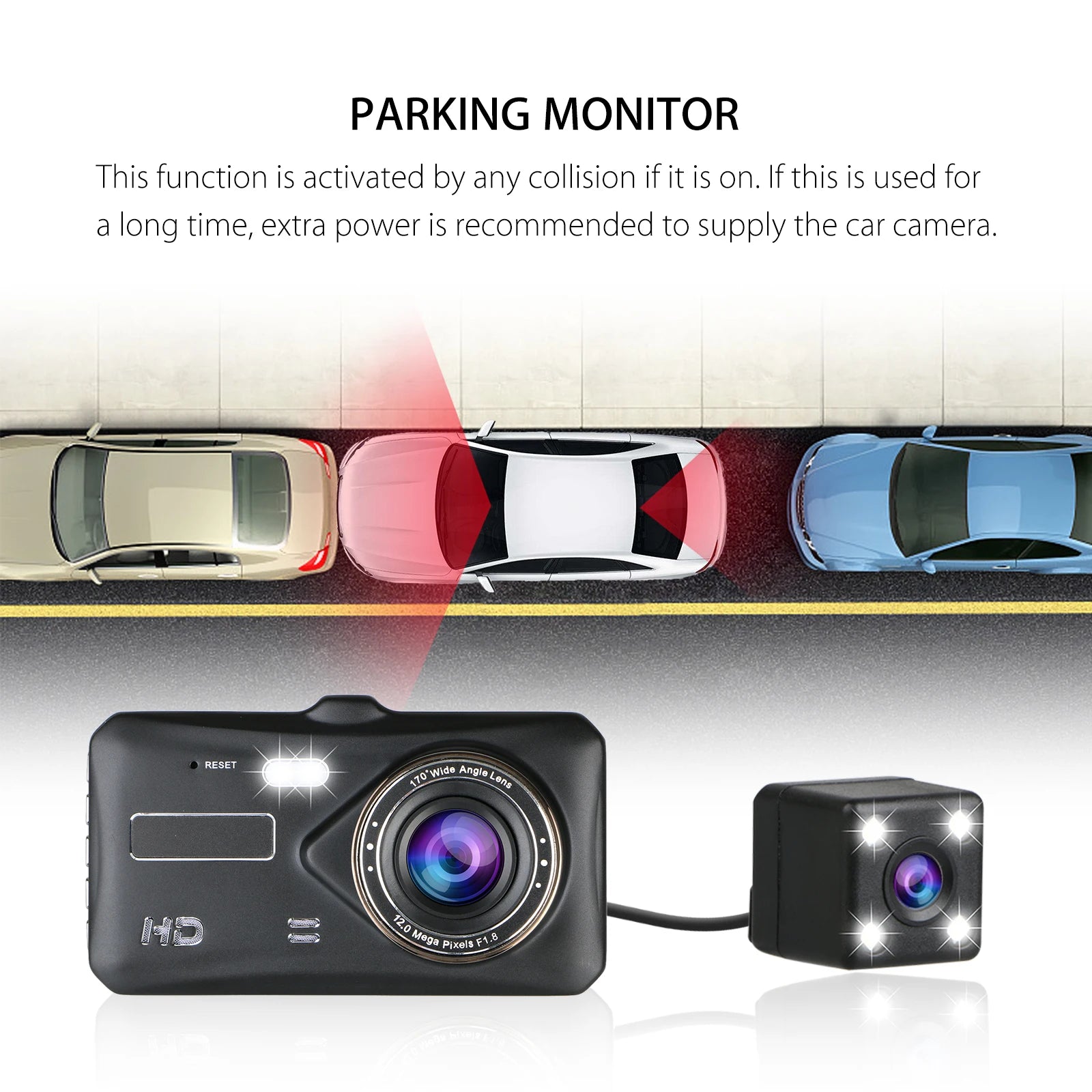 Dash Cam Front and Rear Camera CAR DVR &ndash; Full HD 1080P Night Vision Recorder
