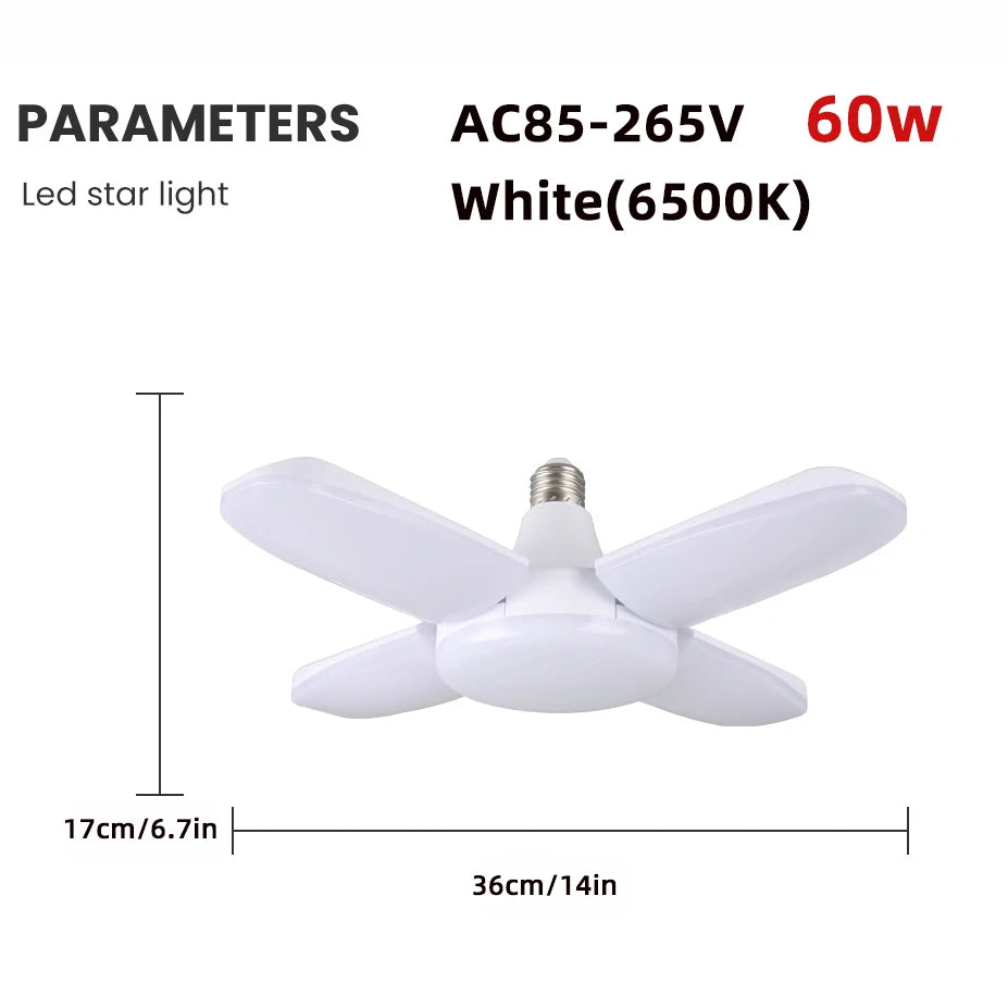 E27 Fan Foldable 28/60W LED Bulb &ndash; Ultra Bright 6500K 85-265V 60w