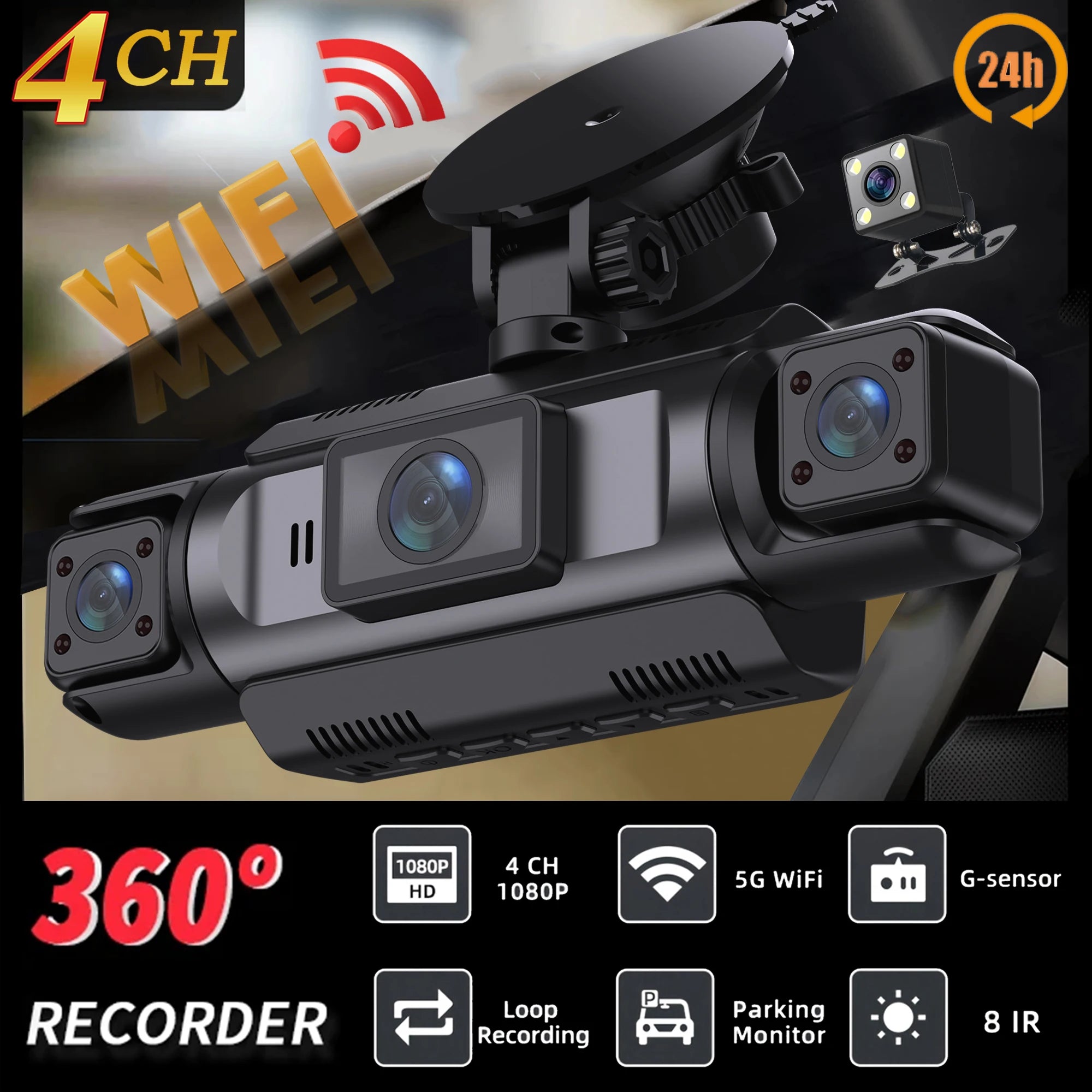 4 Channel WiFi Car Dash Cam