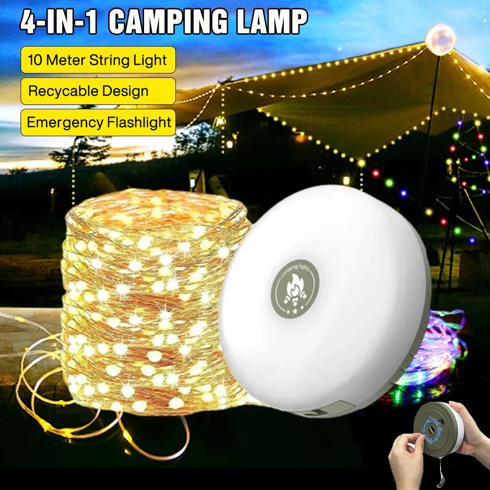 4-in-1 LED Rechargeable Camping Light &ndash; Versatile Outdoor and Festive Decor