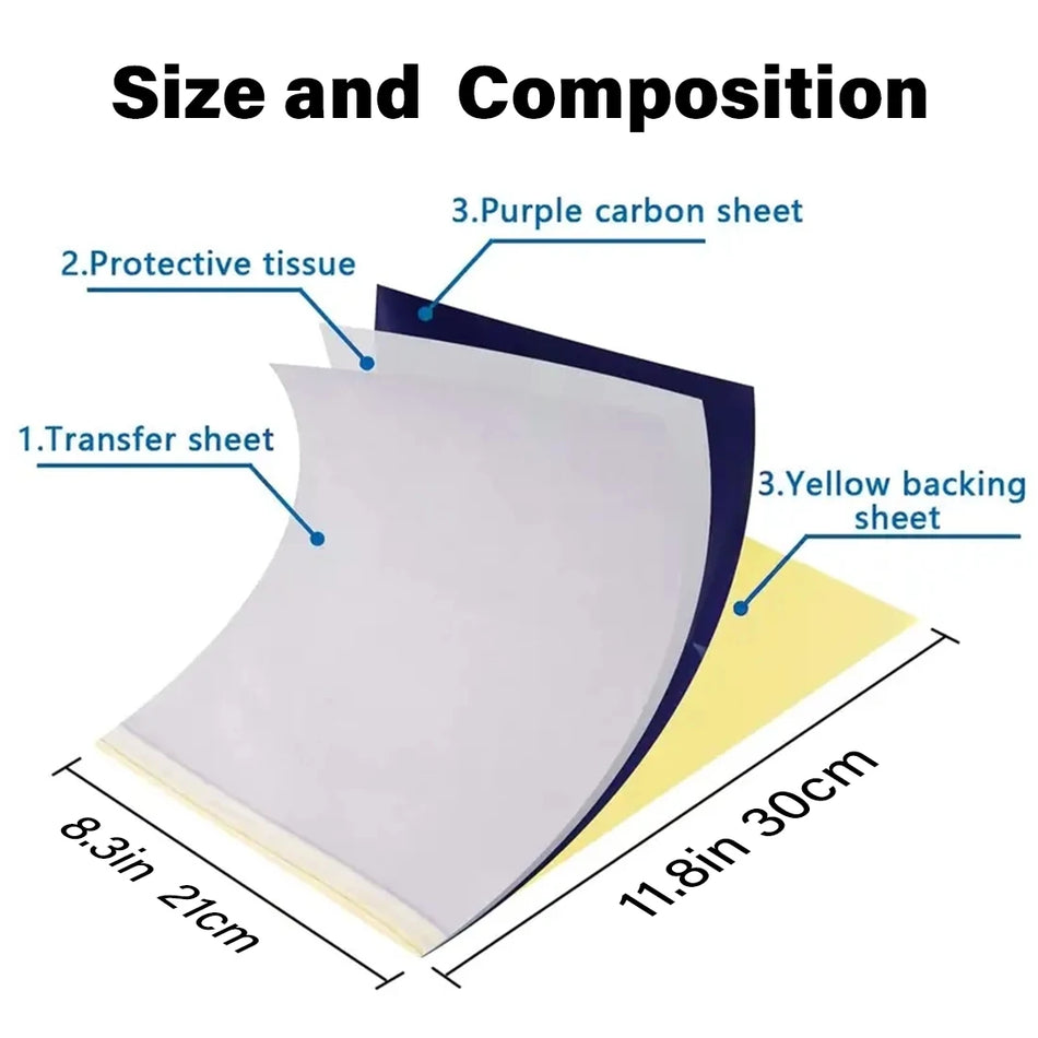 OZER Tattoo Transfer Papir A4 100 Ark Freehand Termisk