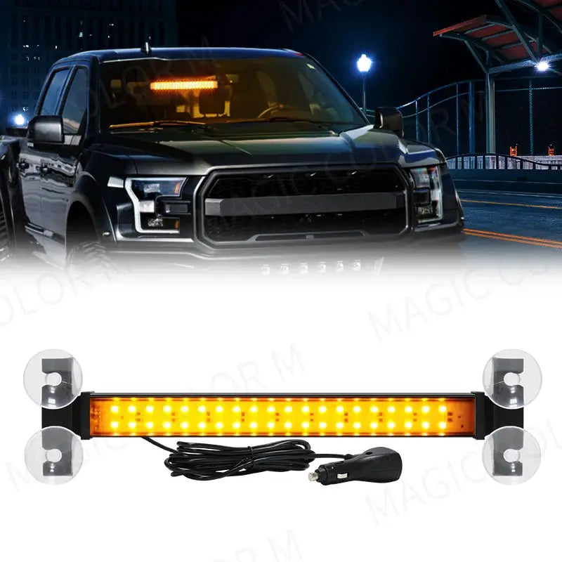 40 LED Strobe Light Front Flash Warning Lamp Auto Windshield Bar Traffic Advisor Flashlight Yellow White Car Accessories 12V-24V by InterCyprus Trading Ltd