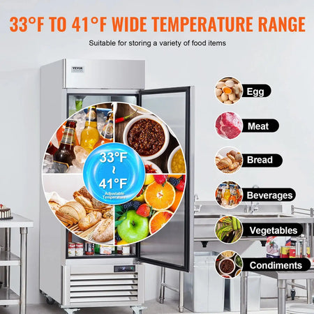 Reach In Upright Refrigerator Auto Defrost LED