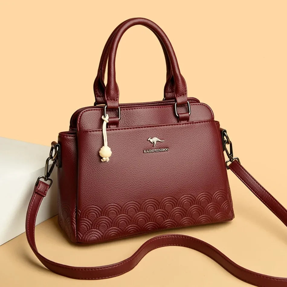 Borsa a tracolla in pelle morbida per donna, borsa a spalla di lusso con alta capacità