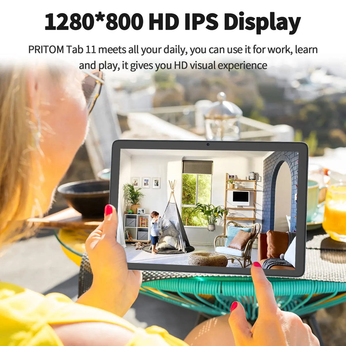 PRITOM TAB11 Android 14 Tablet 10 Inch &ndash; Ultra Slim Keyboard