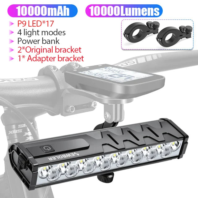 NEWBOLER 10000 Lumen Front Bicycle Light with USB Charging and Waterproof Design LIG015