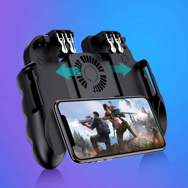 Smartphone Game Trigger Controller with Cooling Fan for FPS PUBG - iOS &amp; Android