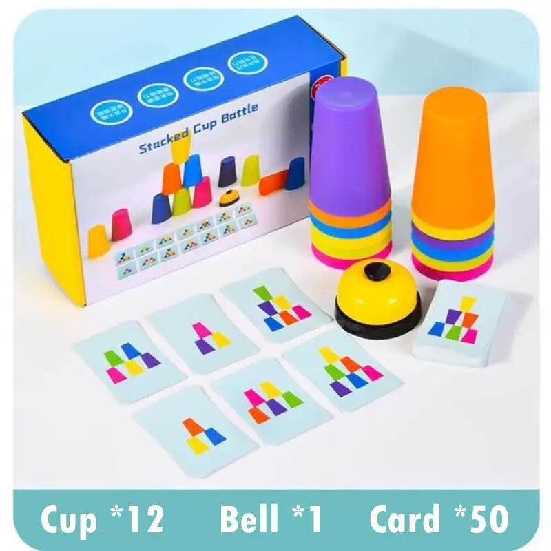 Stack Cup Game With Card &ndash; Educational Color Cognition NB24C2-Double