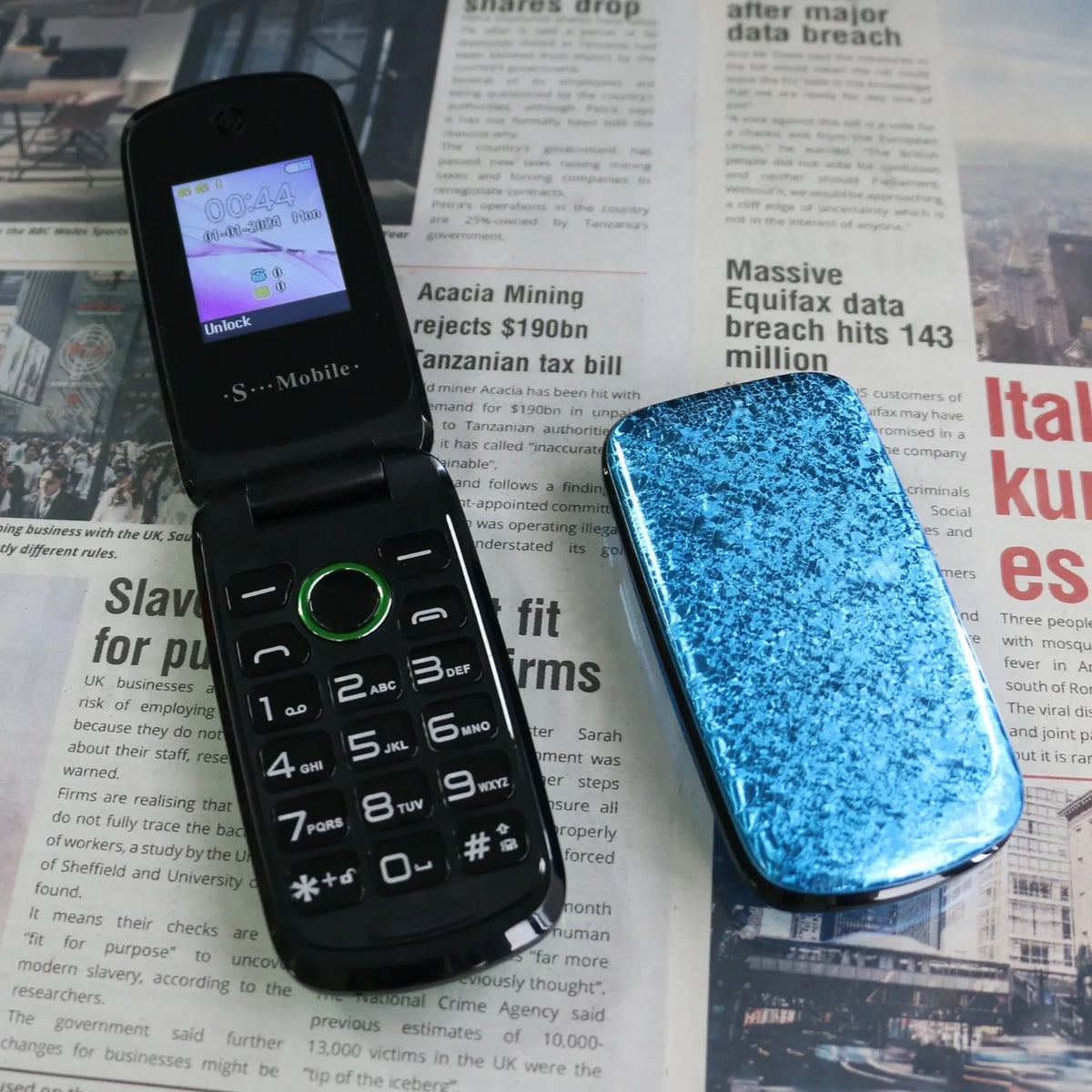 Cute Small Flip Clamshell Elderly Phone - Large Push Button Dark Blue / Standard