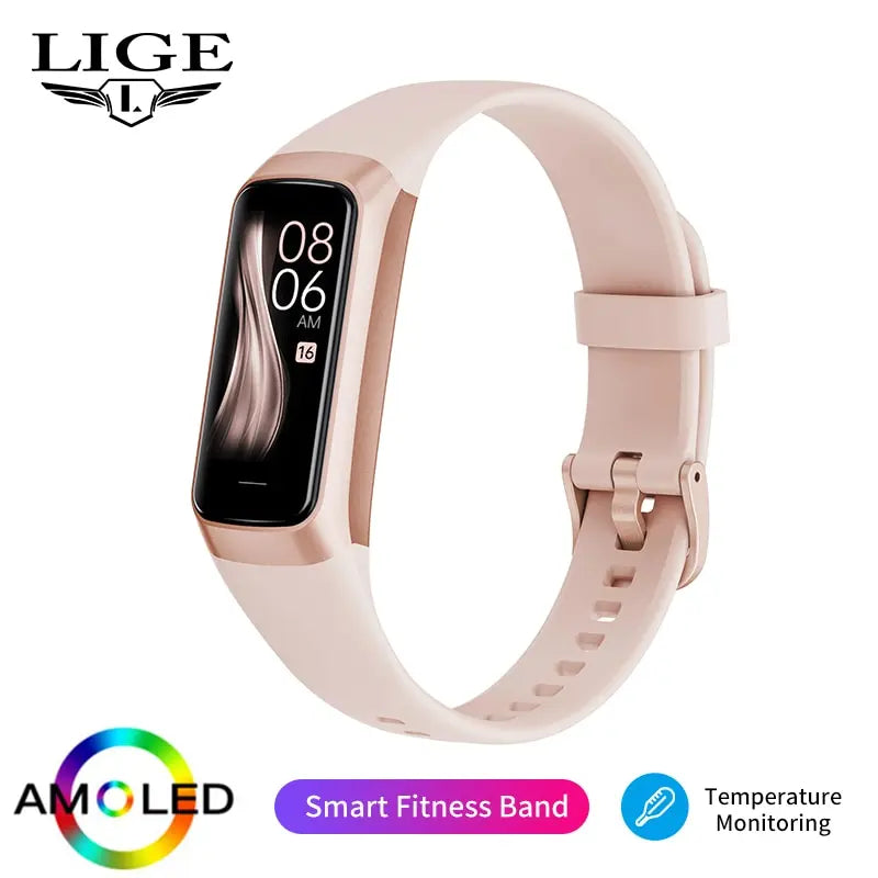 LIGE Amoled Smart Watch Men 2023 - Heart Rate Monitoring pink