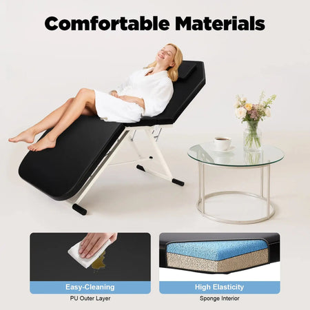 Foldable Massage Table With Pillow &ndash; Adjustable Backrest