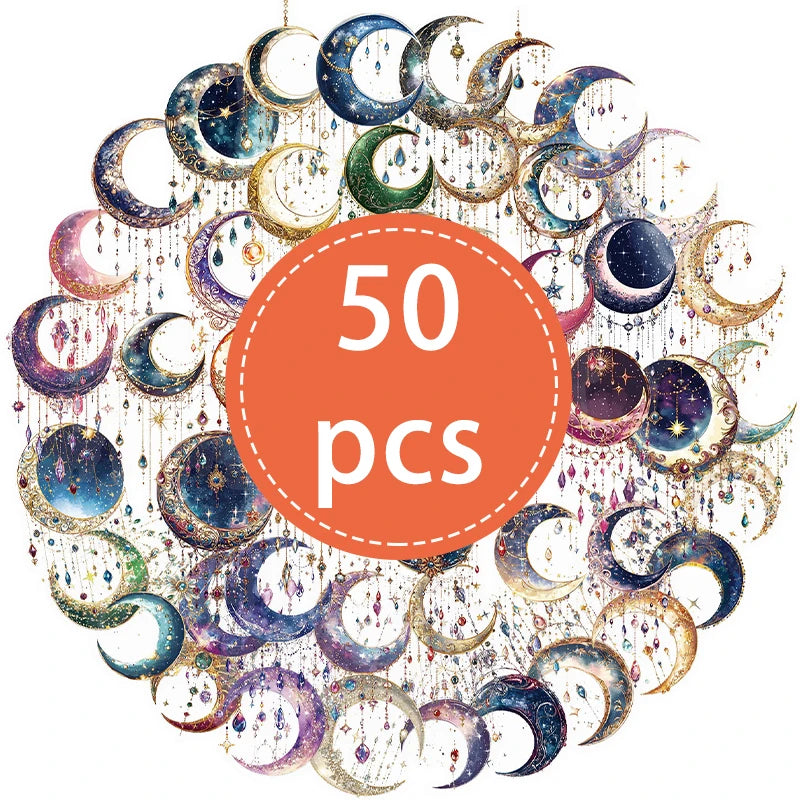 Fantasy Aesthetic Moon Stickers - 50PCS Crystal Gemstone Star Decals 50PCS / CHINA