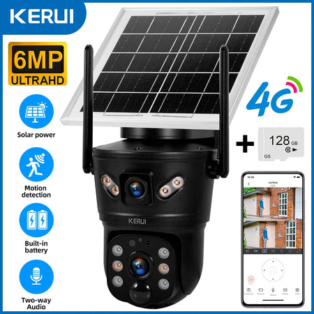 KERUI 6MP Solar Security Camera 4G Cam and 128GB / CHINA