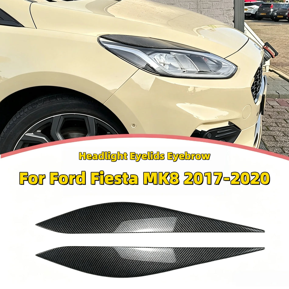 Glossy Black Headlamp Eyebrow Trims for Ford Fiesta MK8 2017-2020