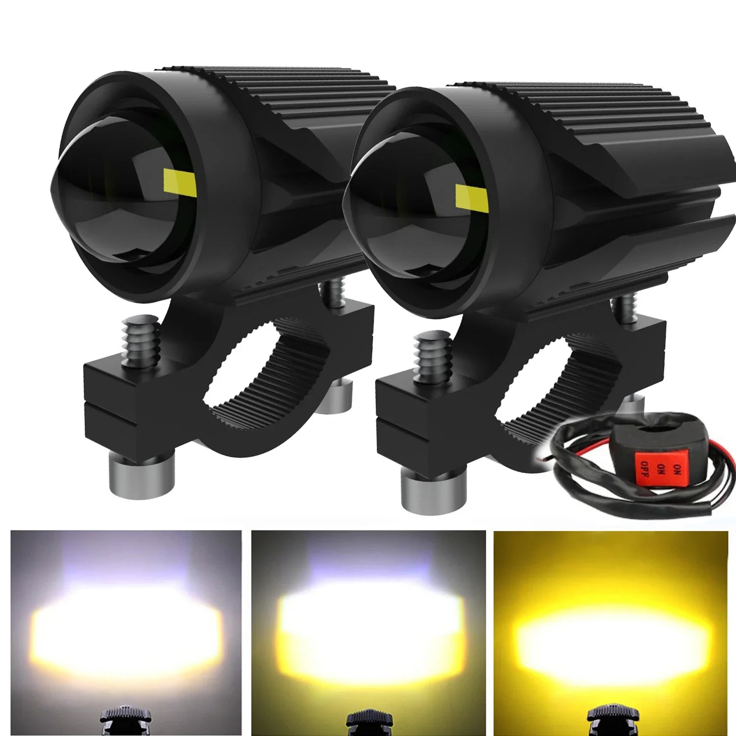 High-Intensity LED Motorcycle Fog Light with Adjustable Lens 2PC