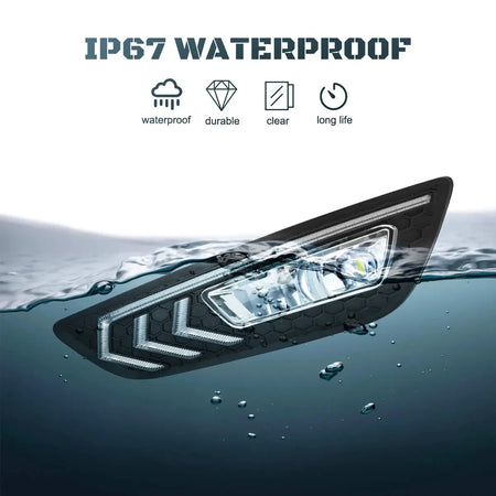 For Ford Focus DRL Led Fog Lamps Chrome Trim 2015 2016 2017 2018 Daytime Running Lights Dynamic Turn Signal White Yellow Blue by InterCyprus Trading Ltd