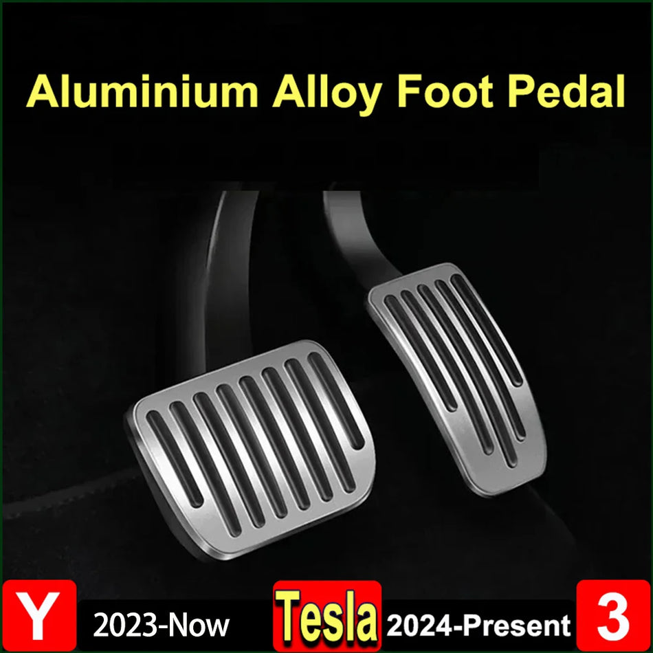 Pedalplattor för Tesla Model 3/Y med Litchi-korn, Halkskydd, Aluminiumkärna, Silikon