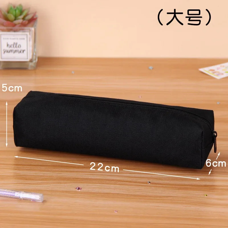 Kawaii Large Capacity Pencil Case - Durable Fabric School Supplies black
