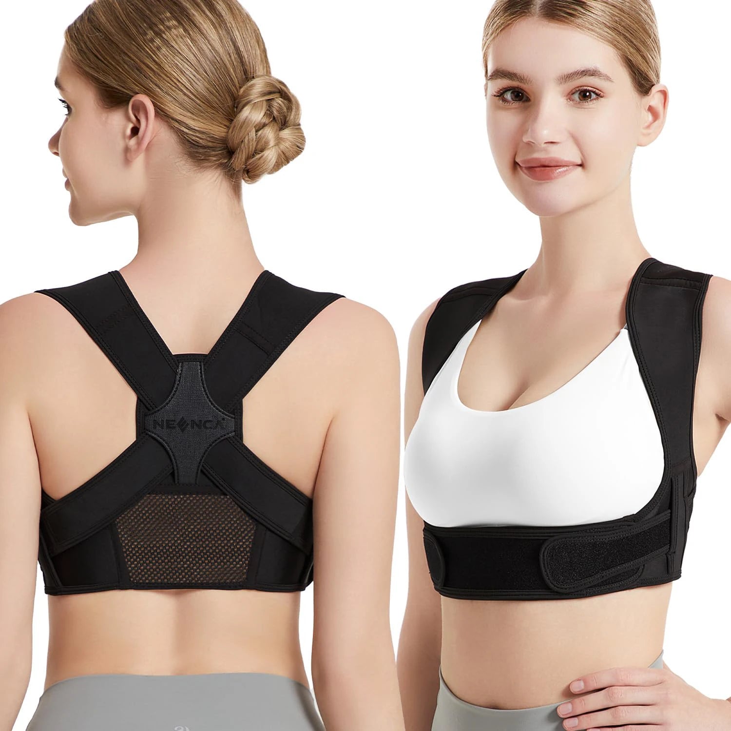NEENCA Posture Corrector for Back Support Adjustable Shoulder Posture Brace for Men and Women black / L/XL