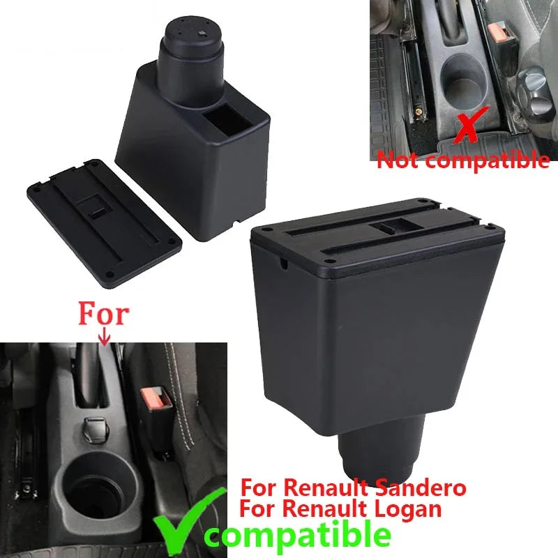 Caja de reposabrazos con cuero y ABS para Renault Logan 2 Sandero 2