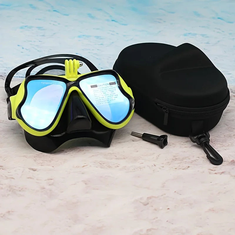 Professional Scuba Mask and Snorkel &ndash; Anti-Fog and UV Protection Yellow P Blue Box