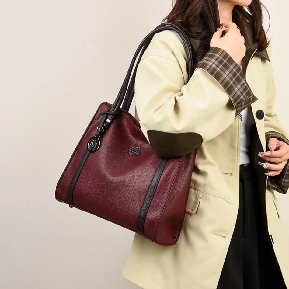 Borse di Lusso in Morbida Pelle per Donna, Borsa a Spalla di Design con Grande Capacità