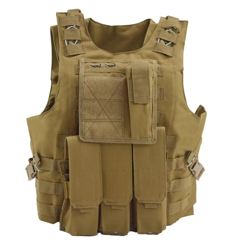 Tactical Airsoft Vest With Molle System - Detachable Bag Tan