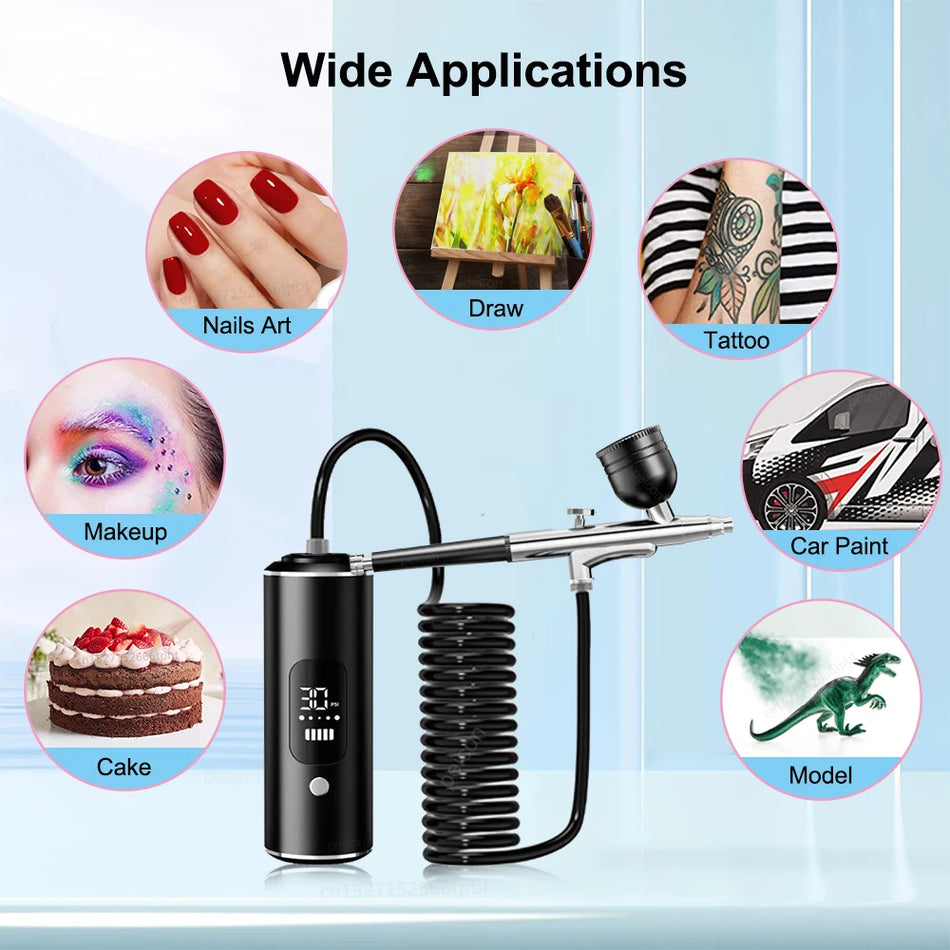 Portable Airbrush Kit with Mini Spray Gun and Compressor for Painting