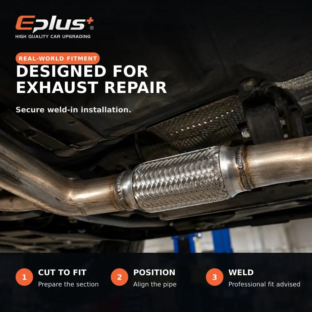Universal Automotive Woven Mesh Exhaust Hose Stainless Steel Braided Flexible Connection for Car Exhaust System Replacement by InterCyprus Trading Ltd