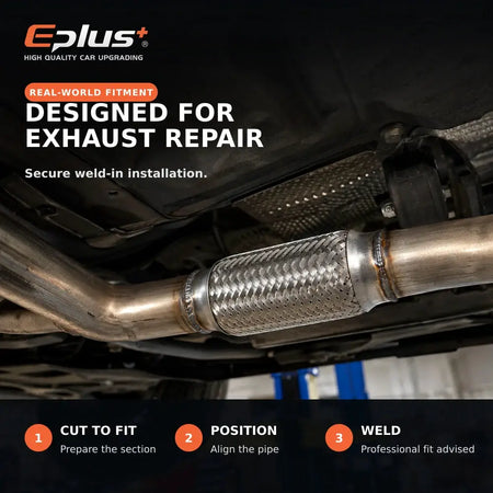 Universal Automotive Woven Mesh Exhaust Hose Stainless Steel Braided Flexible Connection for Car Exhaust System Replacement by InterCyprus Trading Ltd